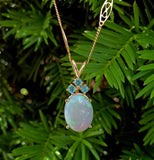 14k Gold Oval 6.24 Carat Australian Genuine Natural Opal Pendant Apatite #J6716