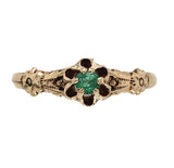 Victorian 10k Yellow Gold Genuine Natural Emerald Buttercup Ring Size 6 (#J7070)