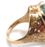 14k Yellow Gold GIA 11.95 Carat Fine Genuine Natural Aquamarine Ring (#J6508)