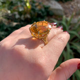 18k Yellow Gold Ring with a Huge 37 Carat Citrine Size 8.75 Easily Sized #J6336