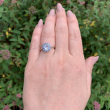 14k White Gold Genuine Natural Moonstone and Blue Sapphire Ring Size 7 (#J7617)