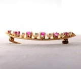 14k Yellow Gold Ruby and Pearl Crescent Pin (#J5539)