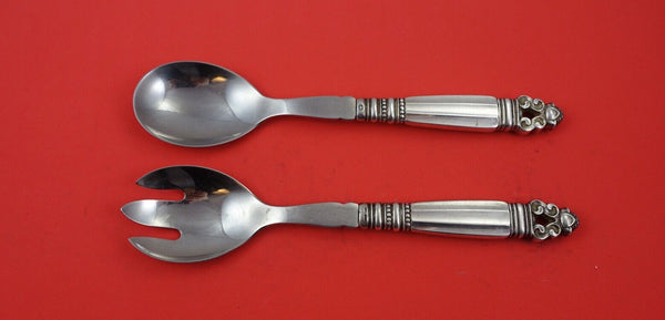 Acorn by Georg Jensen Sterling Silver Salad Serving Set HH WS 3-Tine Fork 8 1/2"