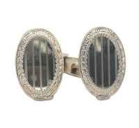 Pair of 10k Yellow Gold with White Gold Top Oval Men's Cufflinks (#J6867)