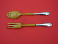 Adams by Frank Whiting Sterling Silver Salad Serving Set w/ wood 11 1/4"