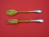 Adams by Frank Whiting Sterling Silver Salad Serving Set w/ wood 11 1/4"