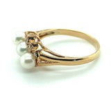 14k Cultured Saltwater Pearls and Diamond Ring (#J4930)