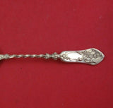 Emile Huignard French Sterling Silver Coffee Spoon Bright-Cut Back Birds Leaves