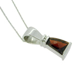 14k White Gold Specialty Cut Triangular Genuine Natural Garnet Pendant (#J2425)