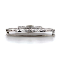 10k White Gold Genuine Natural Rock Crystal Quartz Diamond Filigree Pin (#J5597)