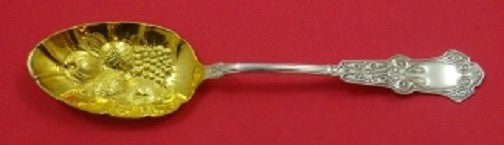 Alhambra by Whiting Sterling Silver Berry Spoon Gold Washed 8 3/8"