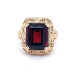 10k Yellow Gold Art Deco 5.48 Carat Genuine Natural Garnet Filigree Ring #J5158