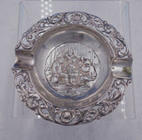Dutch .833 Silver Ash Tray w/Pierced Rim and Figural Scene 3 3/4" x 1/2" (#4259)