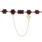 Rosette Genuine Natural Bohemian Garnet Necklace w/ Large Rosette Drop (#J6953)