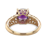 14k Yellow Gold 1.90 Carat Cushion Cut Genuine Natural Amethyst Ring (#J7414)