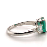 Platinum 3-Stone Ring 1.86 Carat Genuine Emerald w/ Diamonds GIA Report (#J7418)