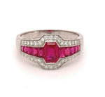 Platinum 1.86 Carat Genuine Natural Ruby and Diamond Ring (#J4870)