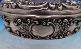 Mauser Sterling Silver Dresser Box Oval with Cherub and Hinged Lid #3708 (#7898)