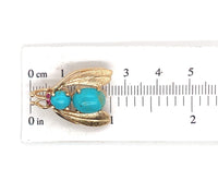 14k Yellow Gold Genuine Turquoise Bug Insect Fly Bee Pin with Ruby Eyes (#J7225)