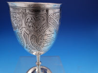 John Evans English Victorian Sterling Silver Goblet Fancy Engraved 6 1/4" #7932