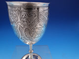 John Evans English Victorian Sterling Silver Goblet Fancy Engraved 6 1/4" #7932