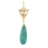 14k Yellow Gold 47.50ct Genuine Natural Fox Turquoise Dangle Earrings (#J6121)