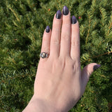 12k White Gold Genuine Natural Black Star Sapphire and Diamond Ring (#J7004)