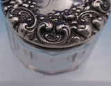 La Pierre Sterling Silver Glass Dresser Jar GW Interior w/ "M" Mono #464 (#9159)