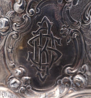 Louis XV Sterling Silver Powder Puff Vanity Base Cupids c1890 Rare Huge (#8376)