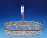 Meriden Brittania Sterling Silver Cut Crystal Relish Dish with Handle (#8117)