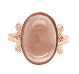 14k Rose Gold 7.22 Carat Oval Cabochon Cut Oregon Genuine Sunstone Ring (#J7536)