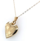 14k Yellow Gold Heart Locket Pendant with Engraved Hearts Jewelry (#J6229)