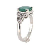 18k White Gold 2.27 Carat Genuine Natural Emerald Diamond Ring Size 6.5 (#J7010)