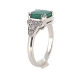 18k White Gold 2.27 Carat Genuine Natural Emerald Diamond Ring Size 6.5 (#J7010)