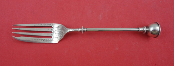 George Sharp Coin Silver Salad Fork 3-D finial Bright-Cut 6 5/8"