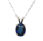 14k White Gold 1.64 Carat Oval Blue Genuine Natural Sapphire Pendant (#J6721)
