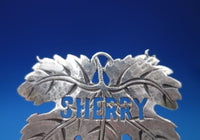 Sterling Silver Liquor Label "Sherry" Cast Leaf 2" x 1 1/2" (No Chain) #6861