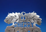 Sterling Silver Liquor Label "Sherry" Cast Leaf 2" x 1 1/2" (No Chain) #6861