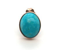 14k Rose Gold 2.97ct TW Genuine Natural Kingman Turquoise Stud Earrings (#J6111)