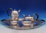 Cosmos by Georg Jensen Sterling Silver Tea Set 5pc with Wood Handles (#8798)