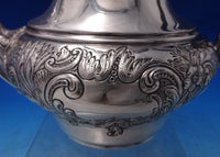 Robert Hendery Canadian Sterling Silver Tea Set 4pc Chased with Ebony  (#7188)