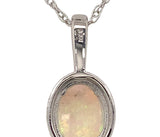Platinum Oval Australian .60ct Genuine Opal and Diamond Halo Pendant (#J7426)