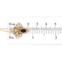 10k Yellow Gold Pendant with Purple Paste and Seed Pearls (#J6167)