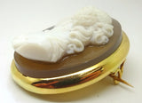 Fine 18k High Relief Genuine Natural Stone Cameo Pin (#J3568)