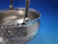 Middle Eastern Sterling Silver Bowl Basket with Swing Handle Hand Engraved #6498