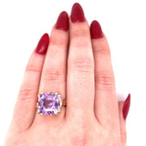 Asscher Cut 7.83ct Genuine Natural Amethyst 14k Yellow Gold Ring (#J5743)