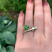 14k Yellow Gold Custom Genuine Natural Peridot Diamond Ring by Harry Roa #J7312