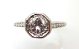 Art Deco 18k White Gold Genuine Natural Diamond Ring .34 Carat Jewelry (#J745)