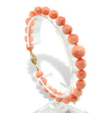 7mm-10mm Genuine Natural Coral Bead Bracelet w/14k Gold Fits 6 3/4" Wrist #J7332