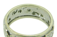 14k White Gold Carved Wide Eternity Band with Genuine Natural Diamonds (#J2260)